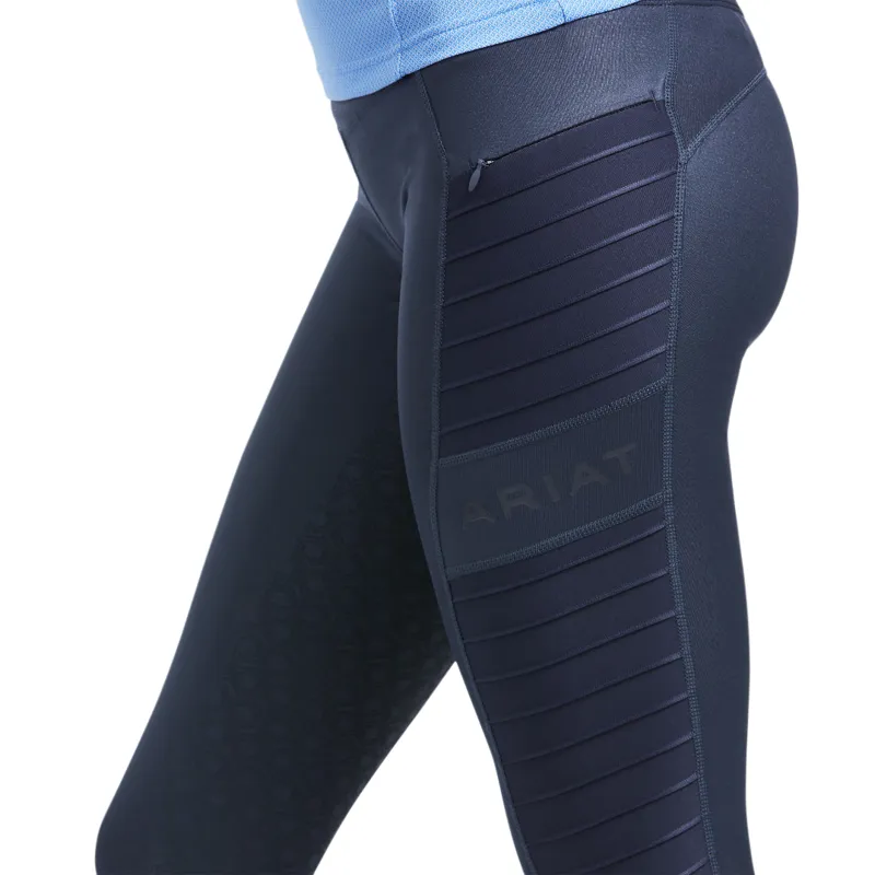Ariat Ladies EOS Moto Full Seat Tights Blue Nights Hide Emboss-1